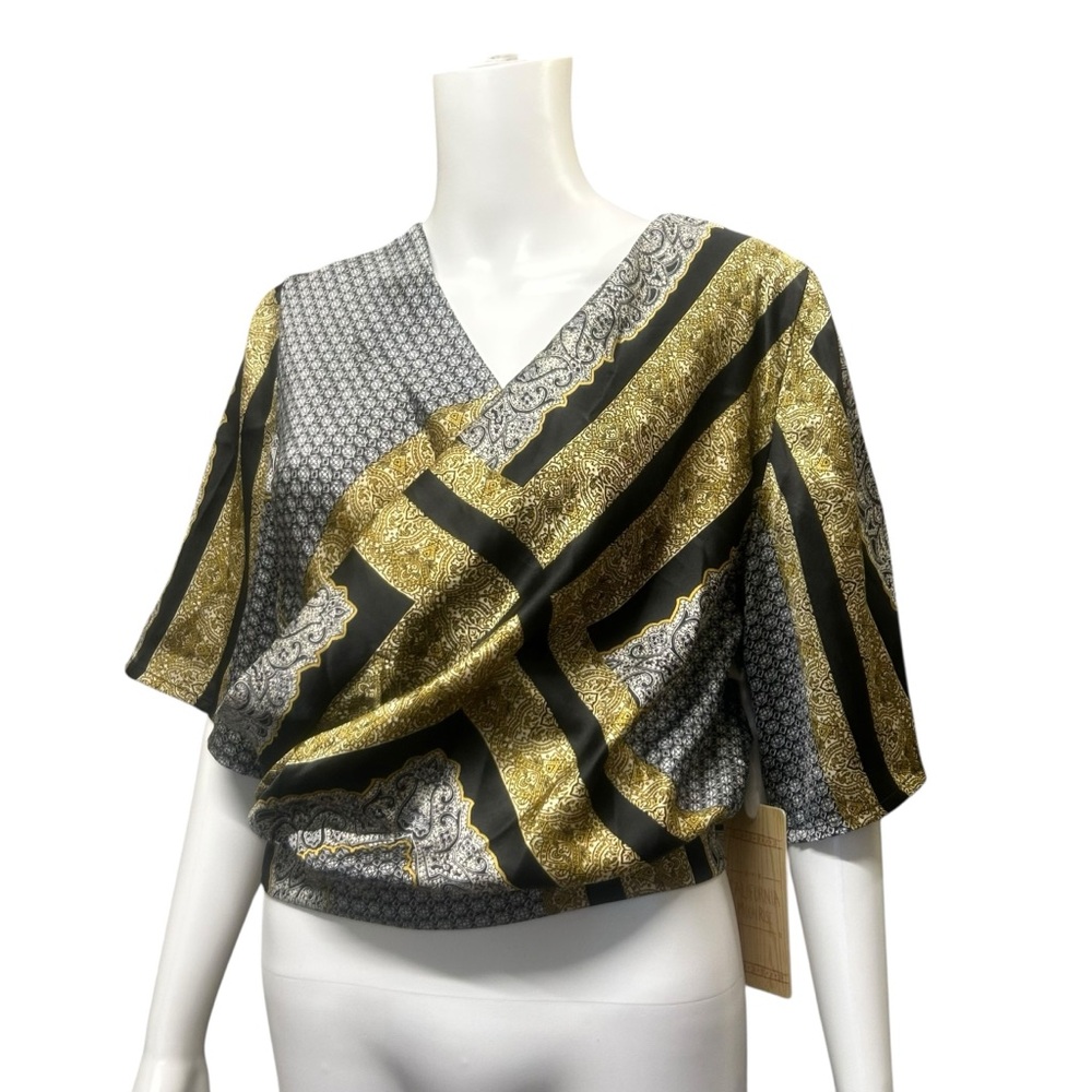 California Moonrise Criss Cross Front Satiny Blouse Size S